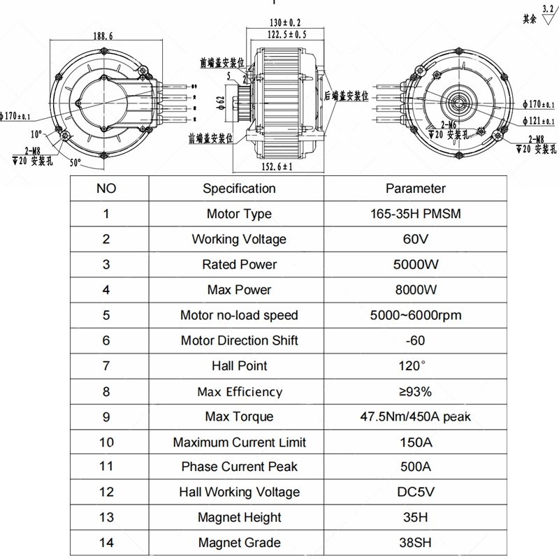 QSMOTOR 165 35H 5000W Mid-driv - Mid Drive Motor Kit 72V 5000W review and price