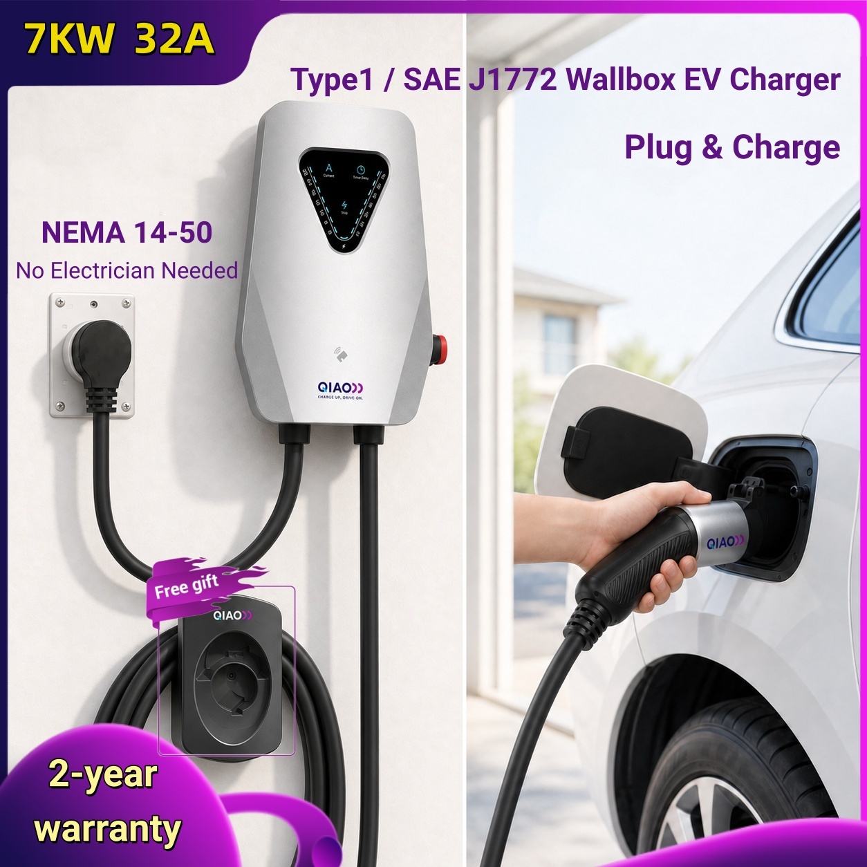 7KW 32A Type1 SAE J1772 Wallbo - J1772 Evse 32A Level 2 Charger review and price