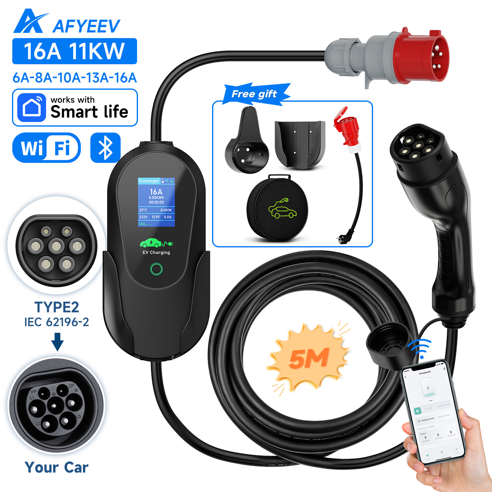 AFYEEV Type2 Portable EV Charg - Type 2 Portable Ev Charger 11Kw Cee review and price