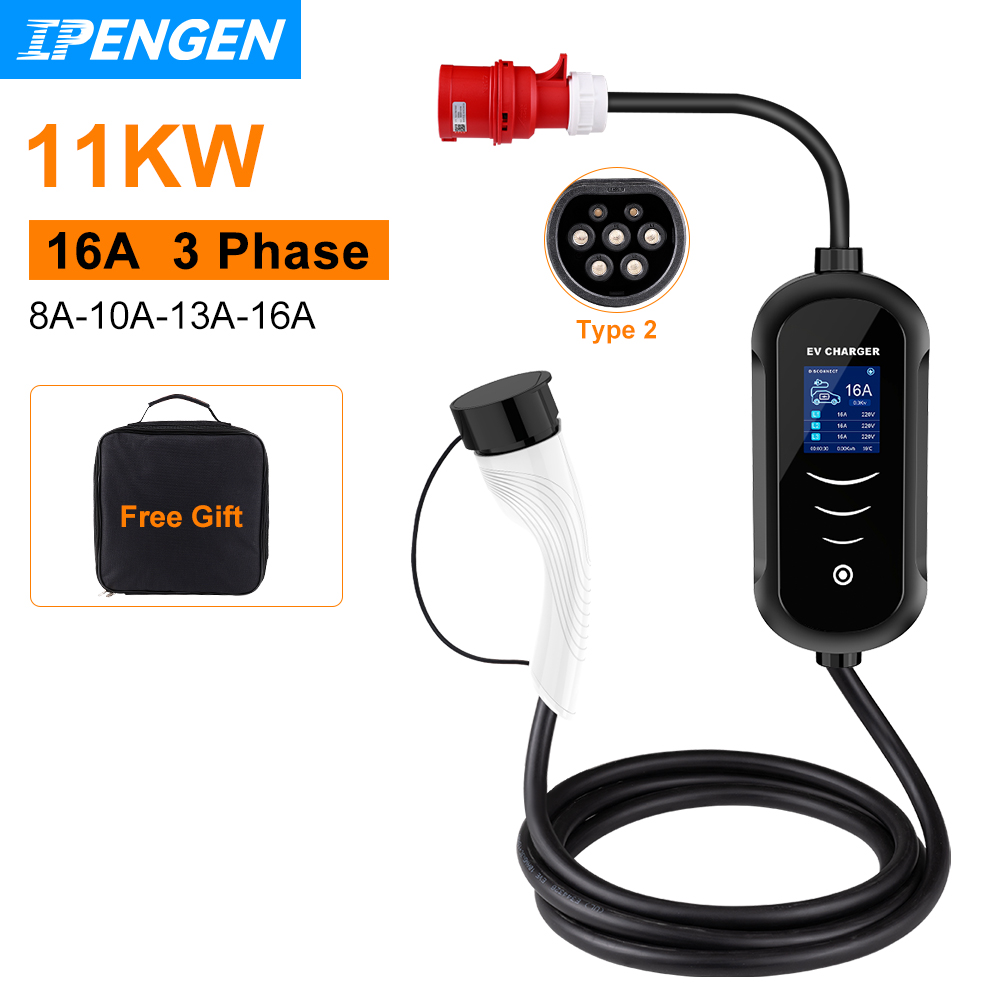 IPENGEN 11KW 16A 3 Phase EV Po - Type 2 Portable Ev Charger 11Kw Cee review and price