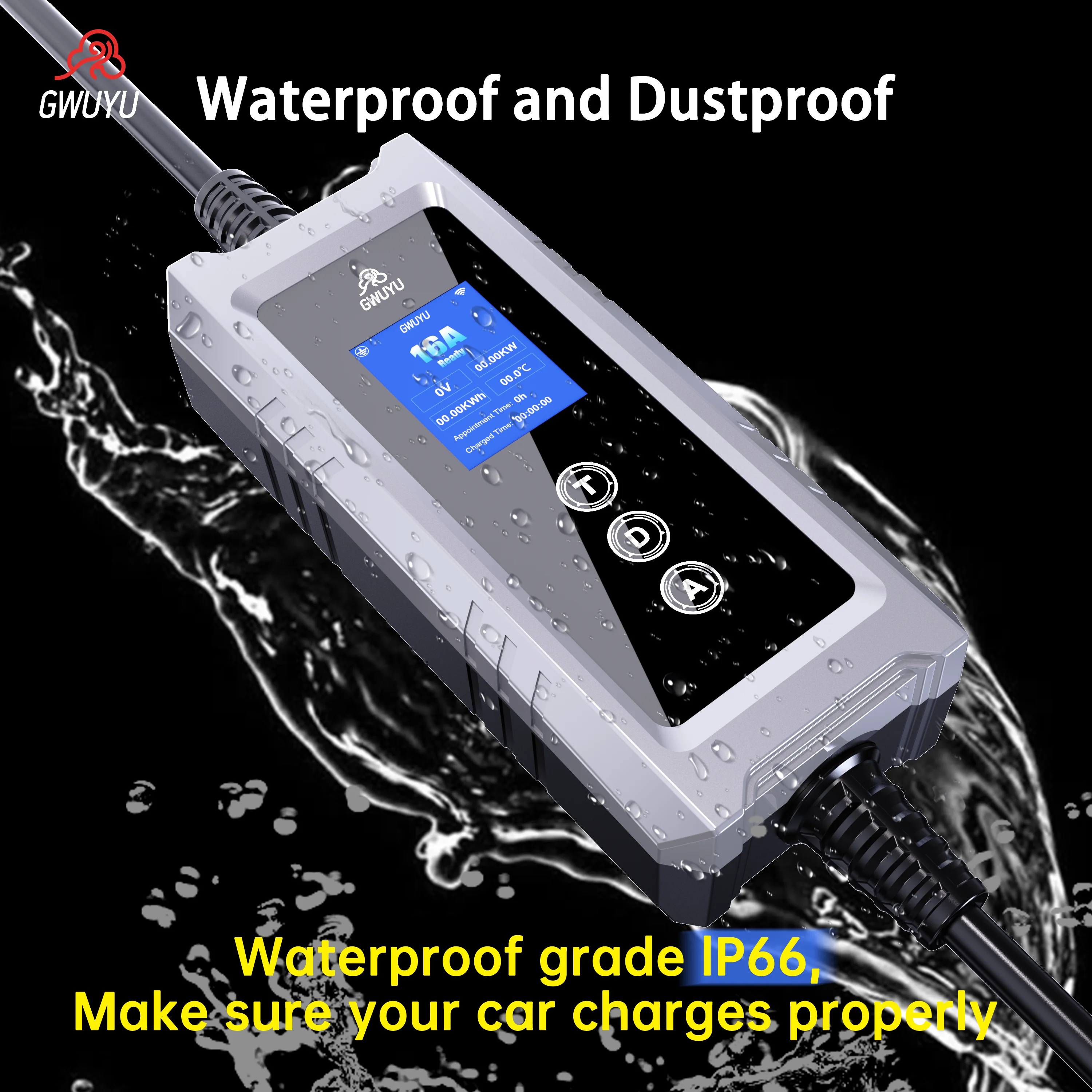 GWUYU  32A Type2 EV Chargers 3 - Type 2 Portable Ev Charger 11Kw Cee review and price